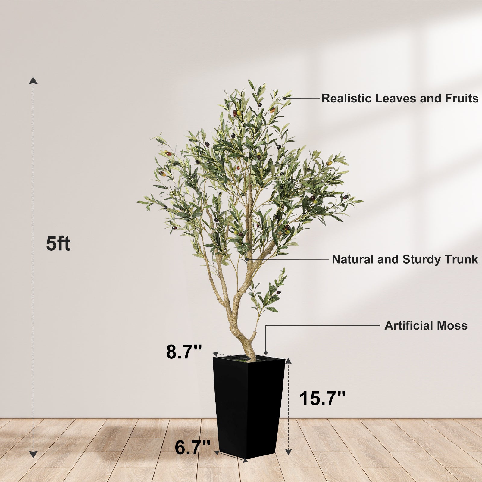 5’ Faux Olive Tree with Pot