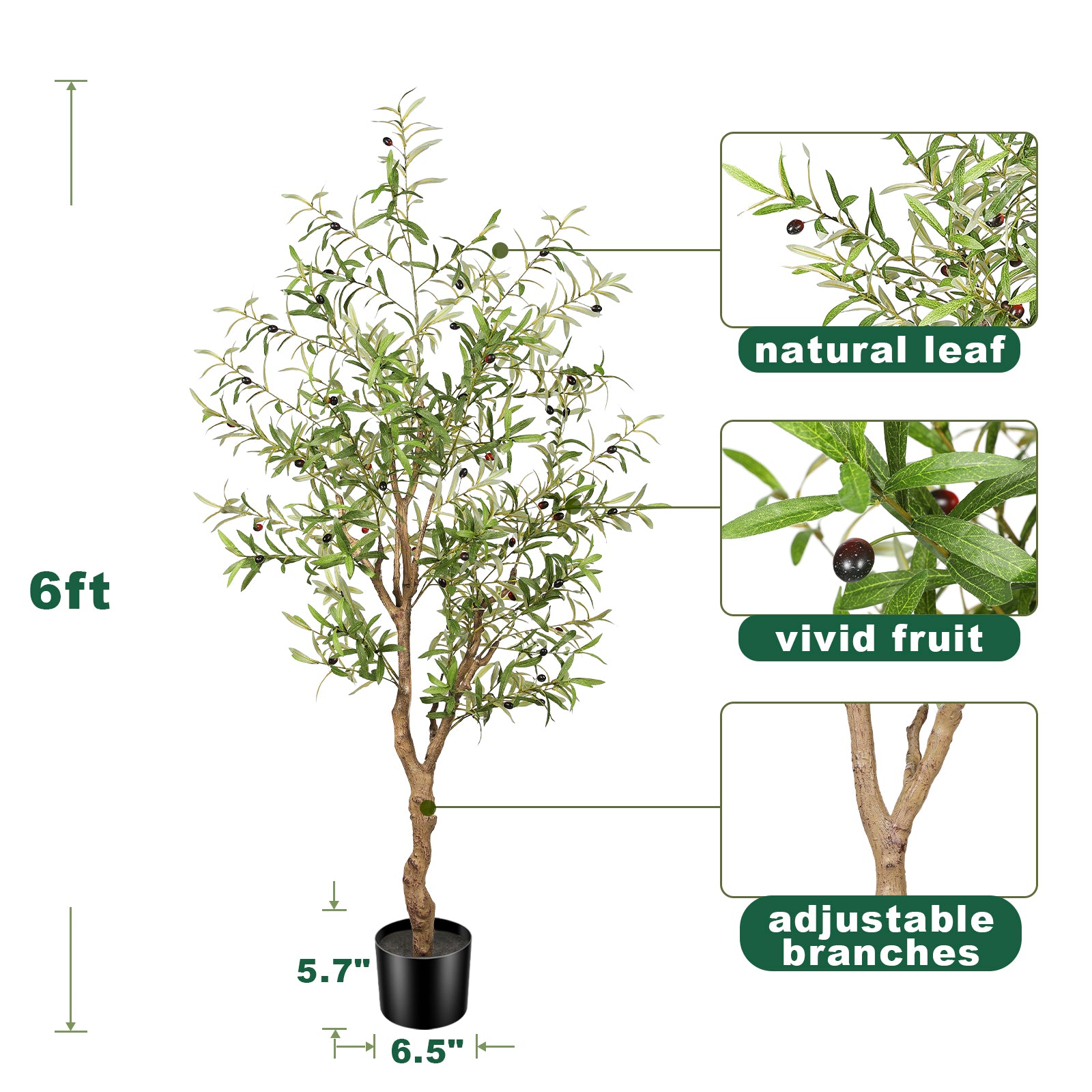 6’ Realistic Leaves Olive Tree