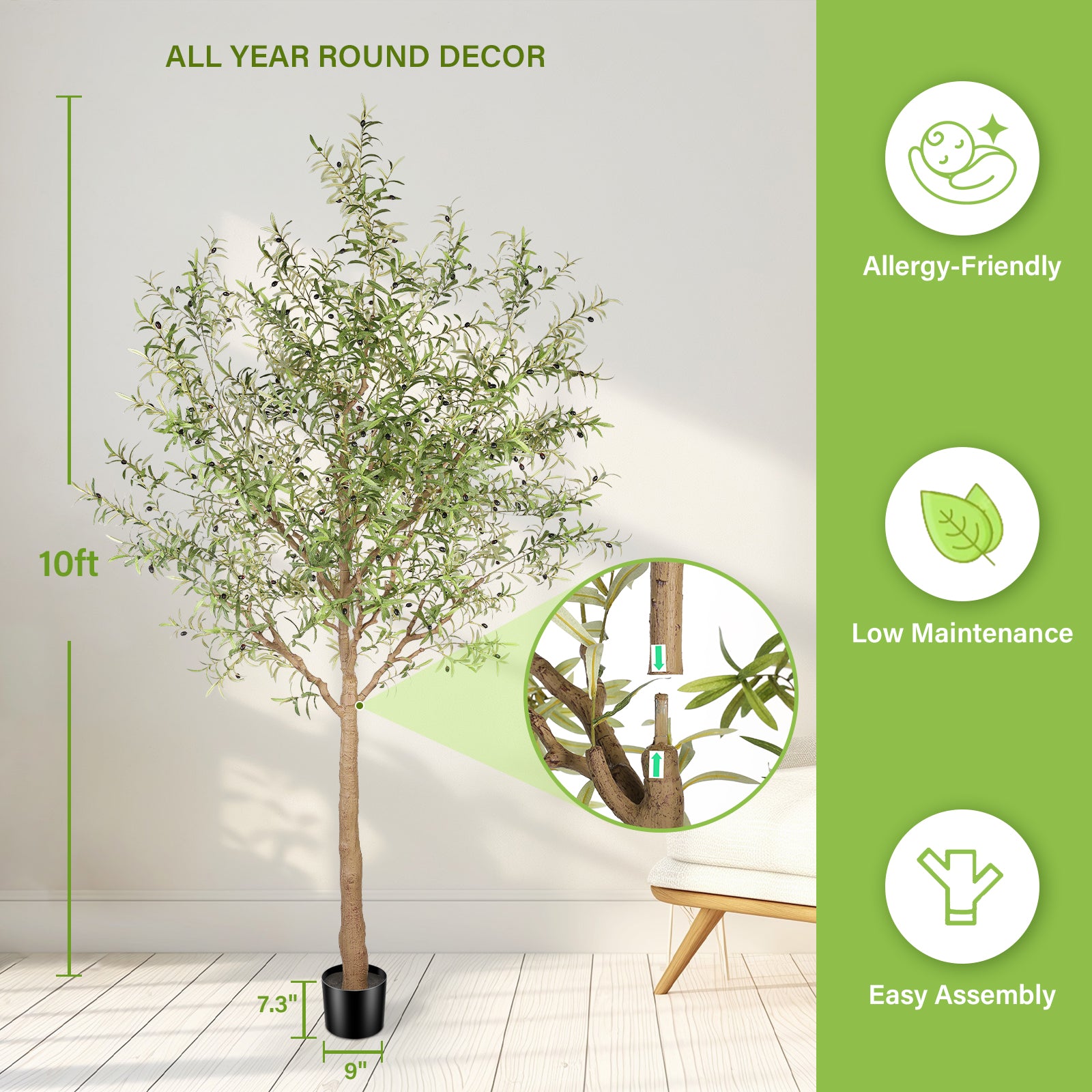 10’ Realistic Leaves Olive Tree