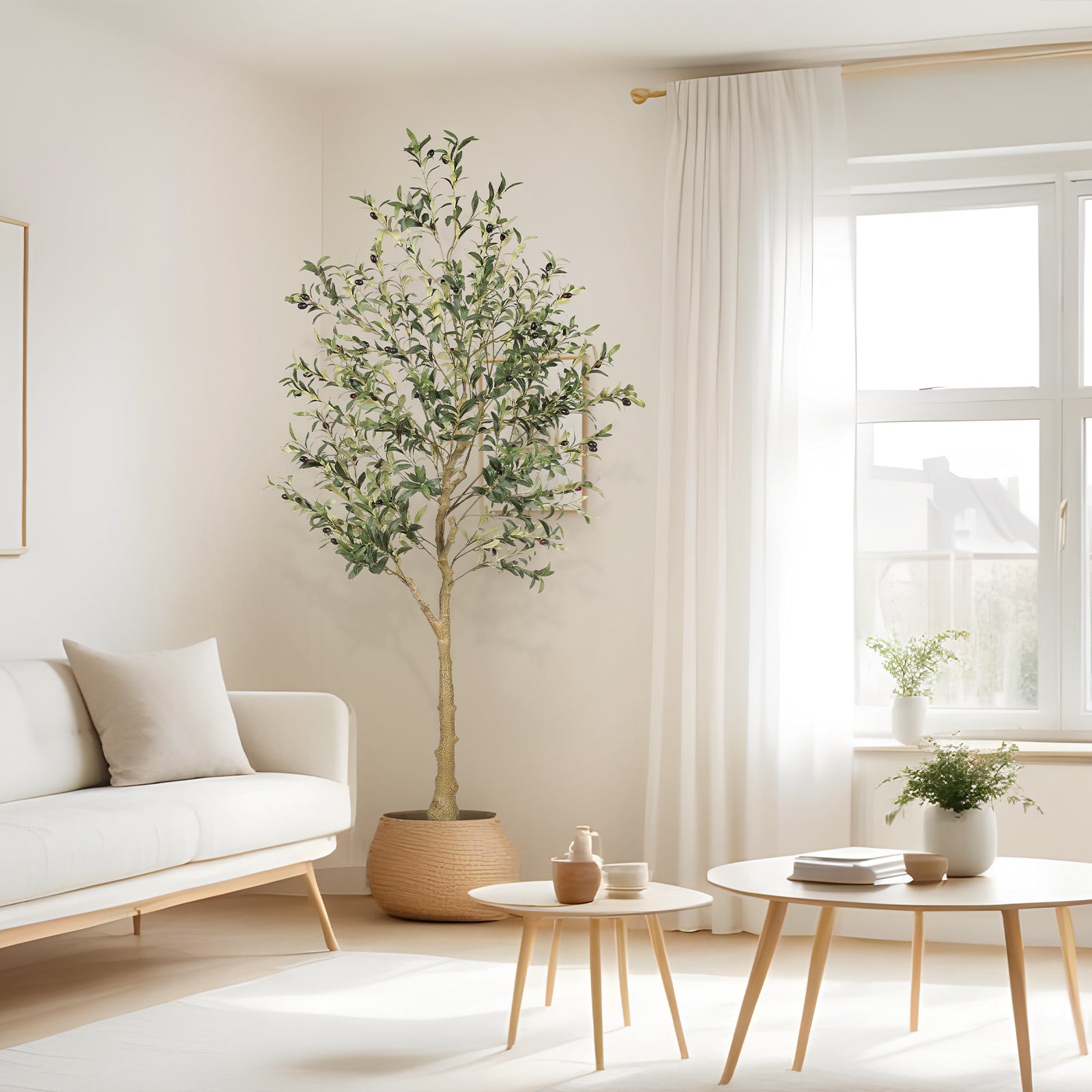 6’ Faux Olive Tree with Trunk