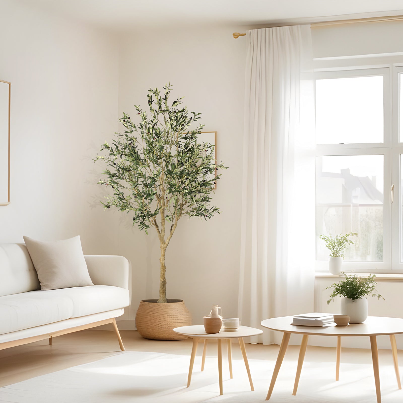 7’ Faux Olive Tree with Trunk