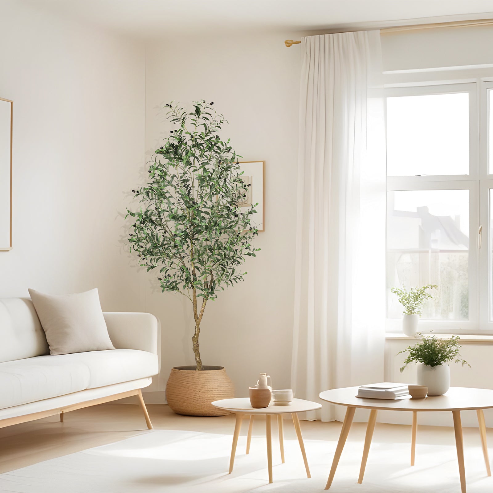 7’ Artificial Olive Tree with Trunk