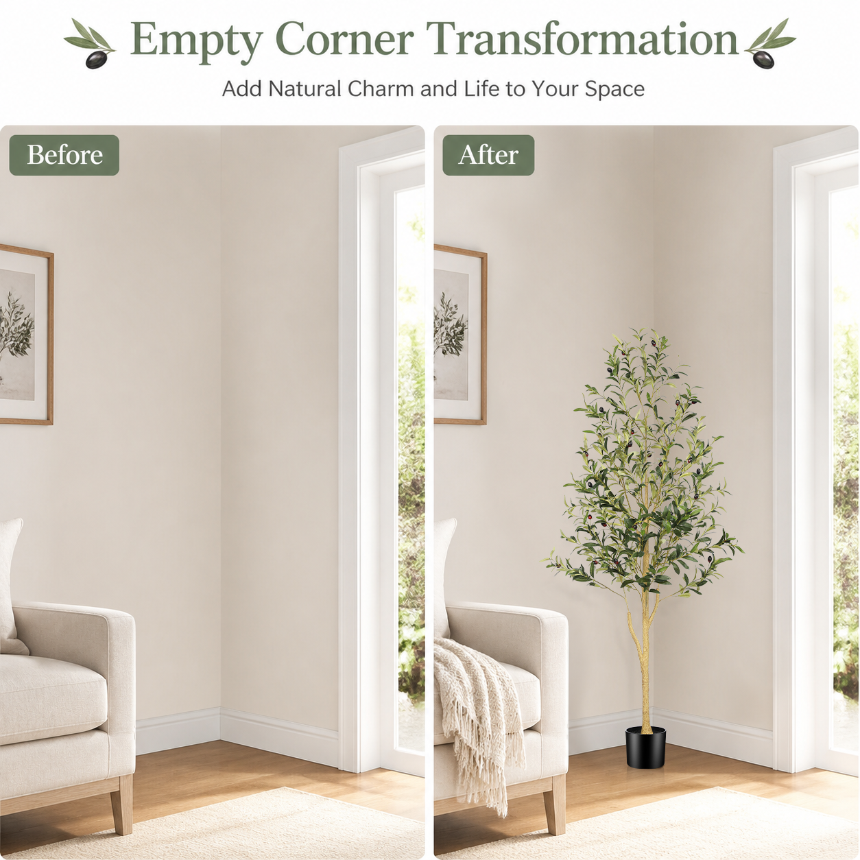 5’ Faux Olive Tree with Trunk