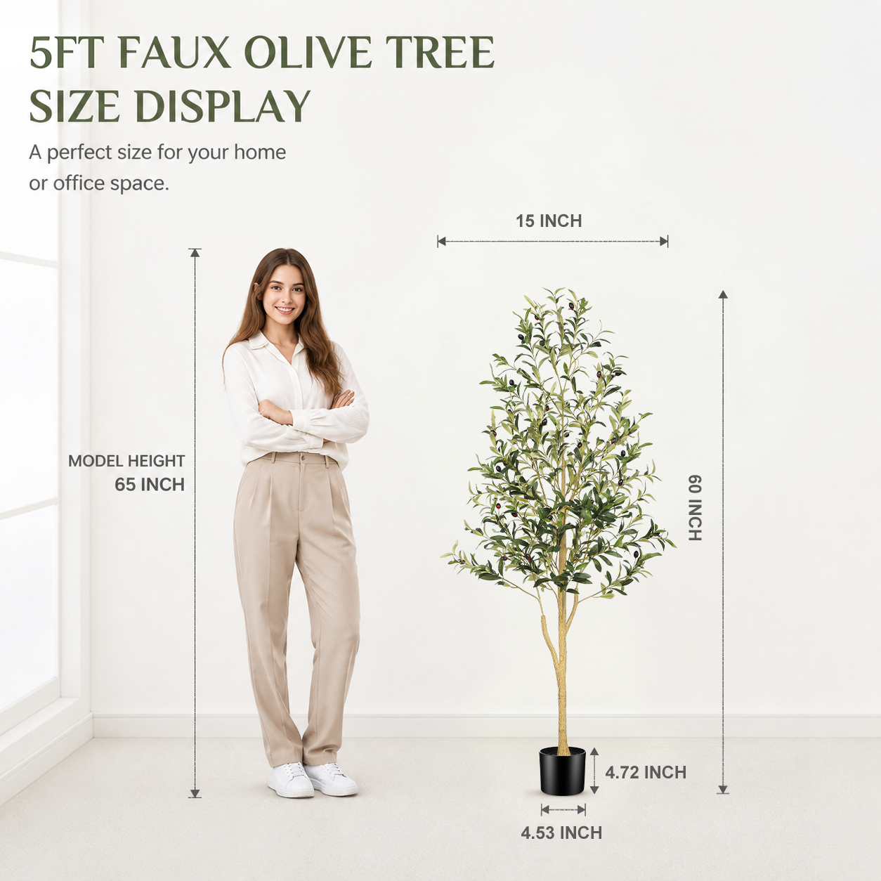 5’ Faux Olive Tree with Trunk