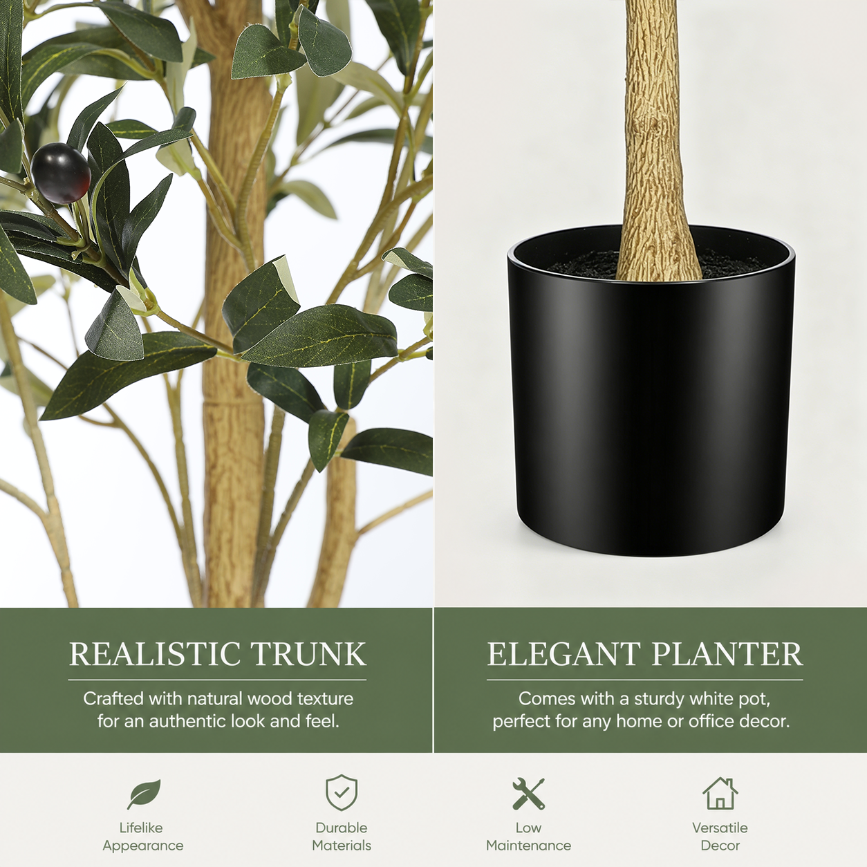 5’ Faux Olive Tree with Trunk