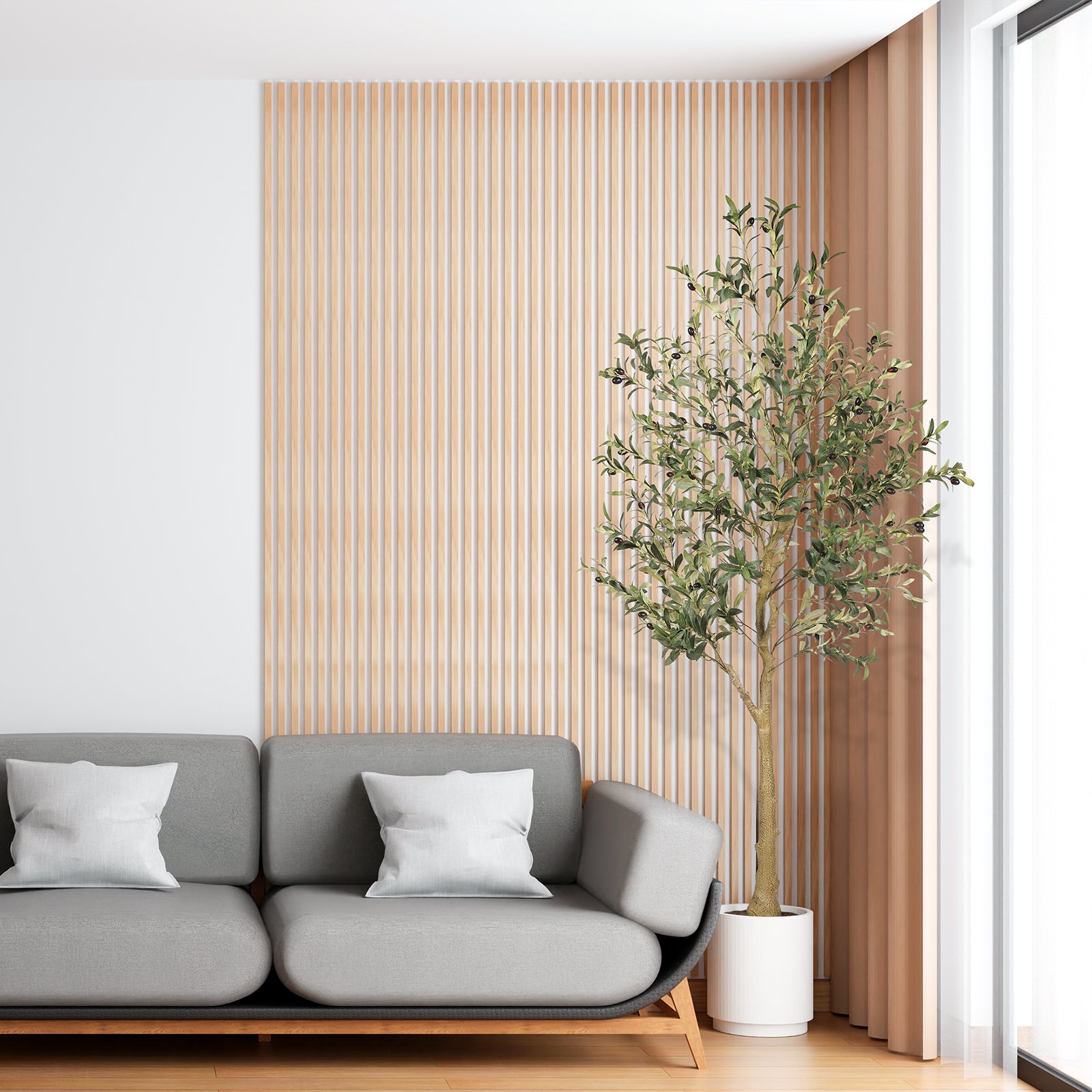 6’ Faux Olive Tree with Trunk