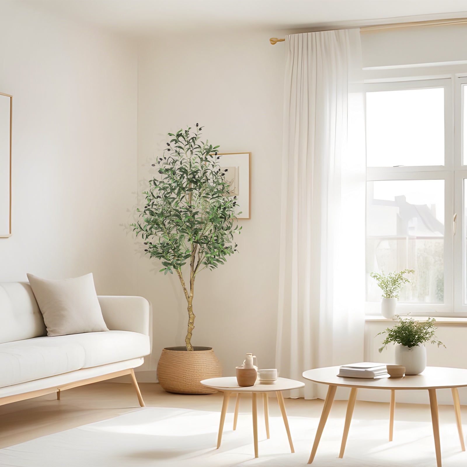 6’ Artificial Olive Tree with Trunk