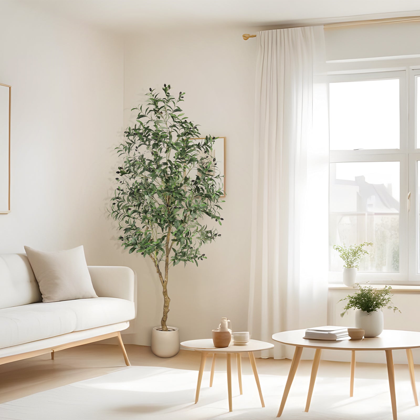 7’ Faux Olive Tree with Pot