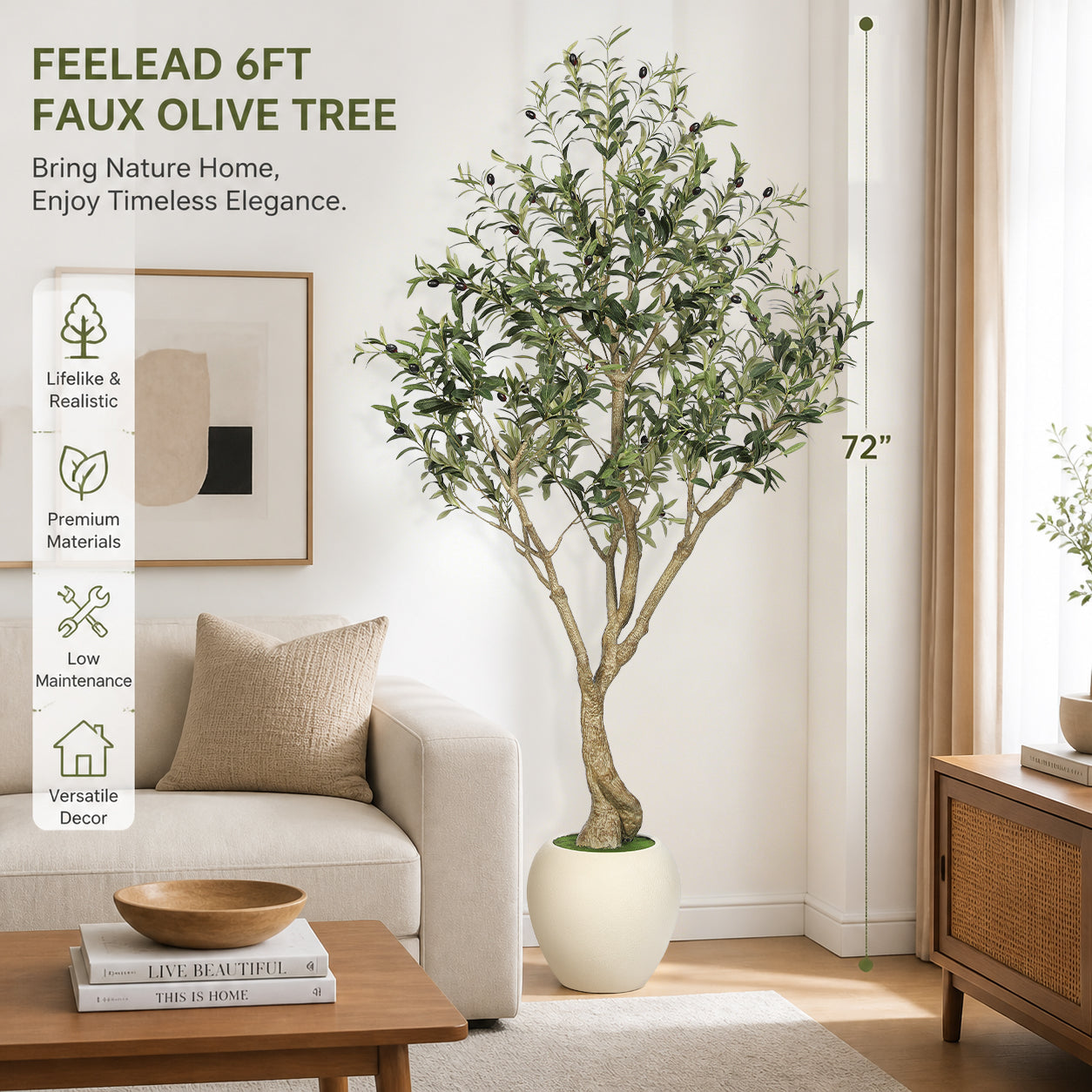 6' Artificial Olive Tree with Large Pots