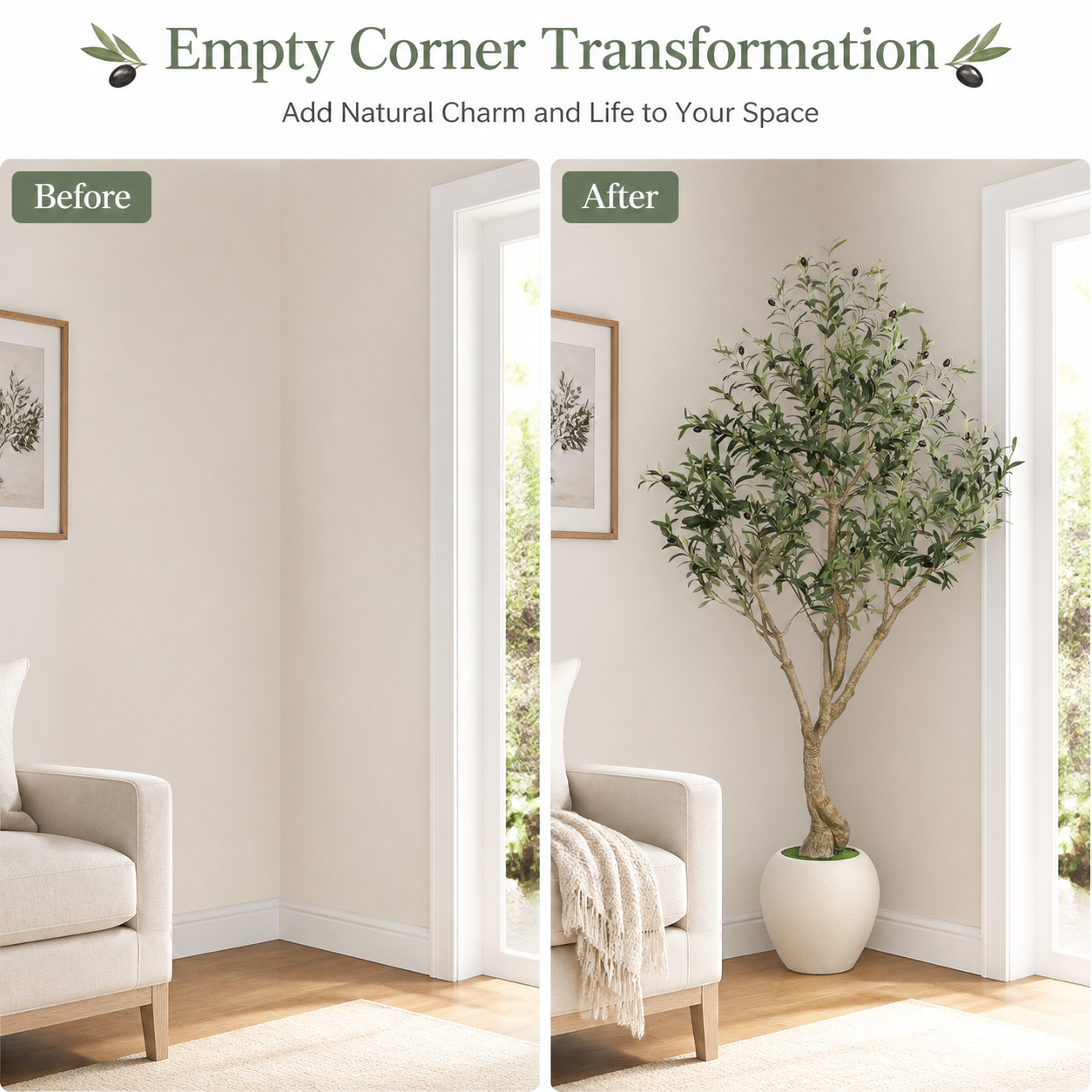 6' Artificial Olive Tree with Large Pots