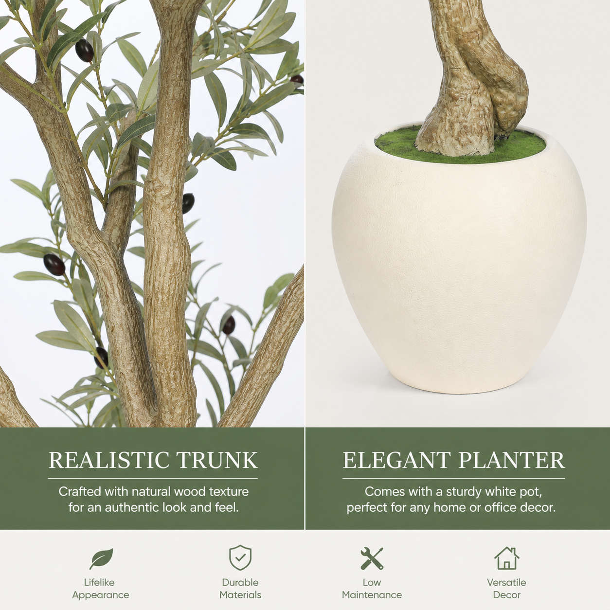 6' Artificial Olive Tree with Large Pots