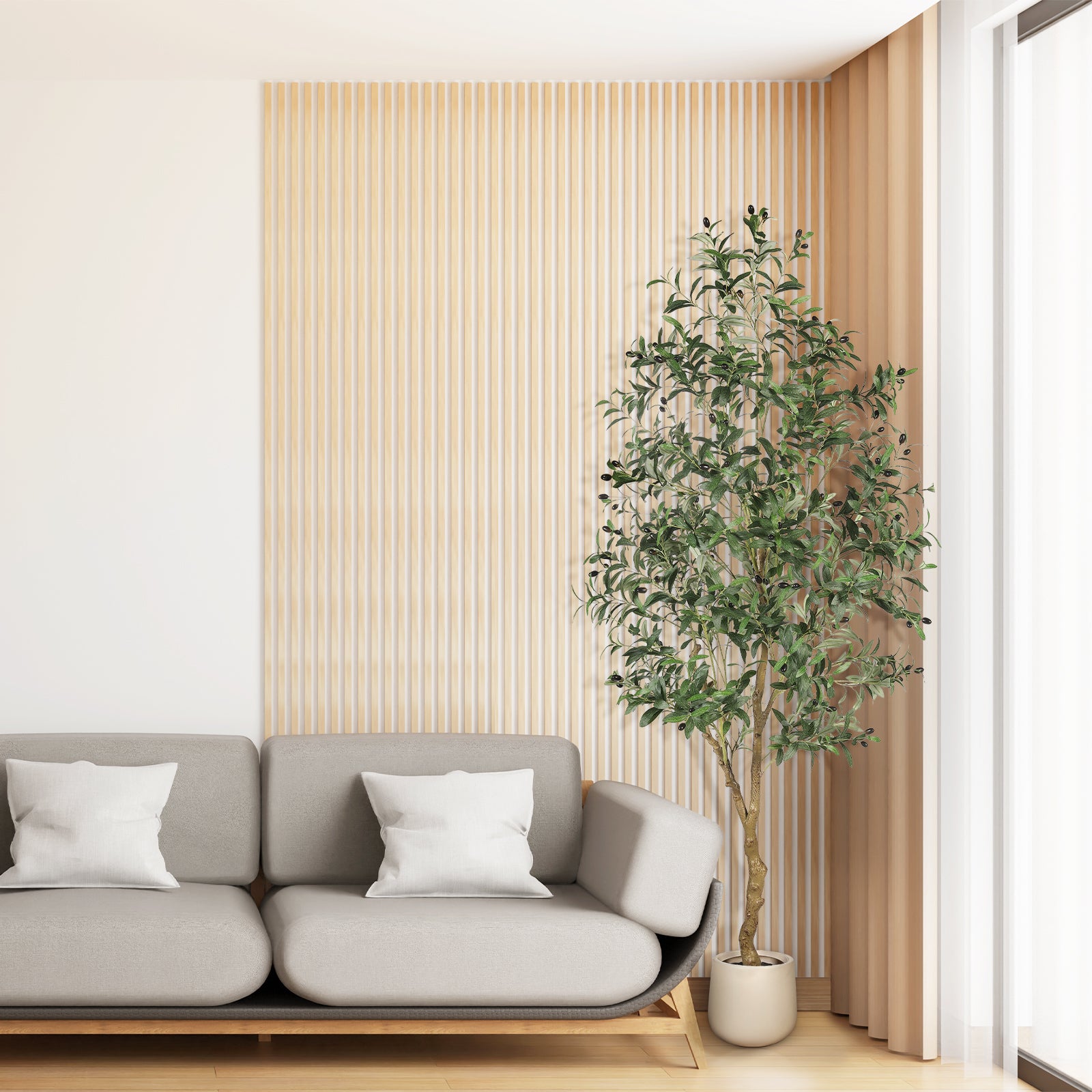 7’ Faux Olive Tree with Pot