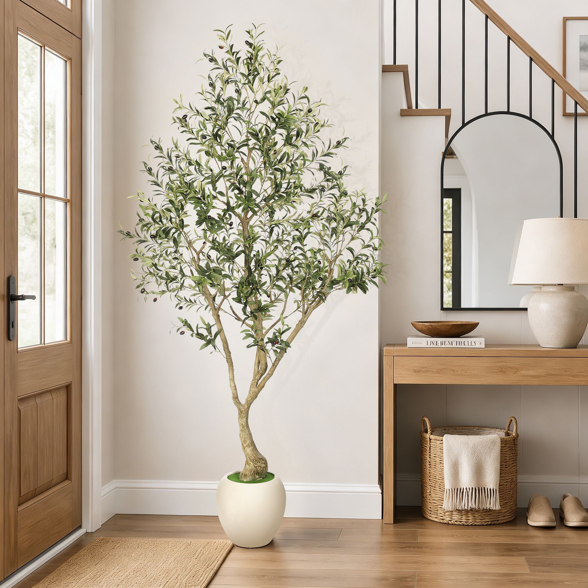 7' Artificial Olive Tree with Large Pots
