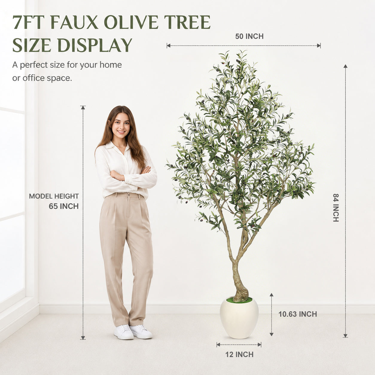 7' Artificial Olive Tree with Large Pots