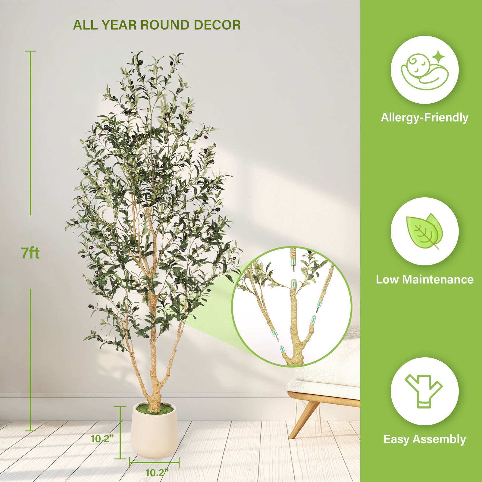 7' Realistic Olive Trees with Pots