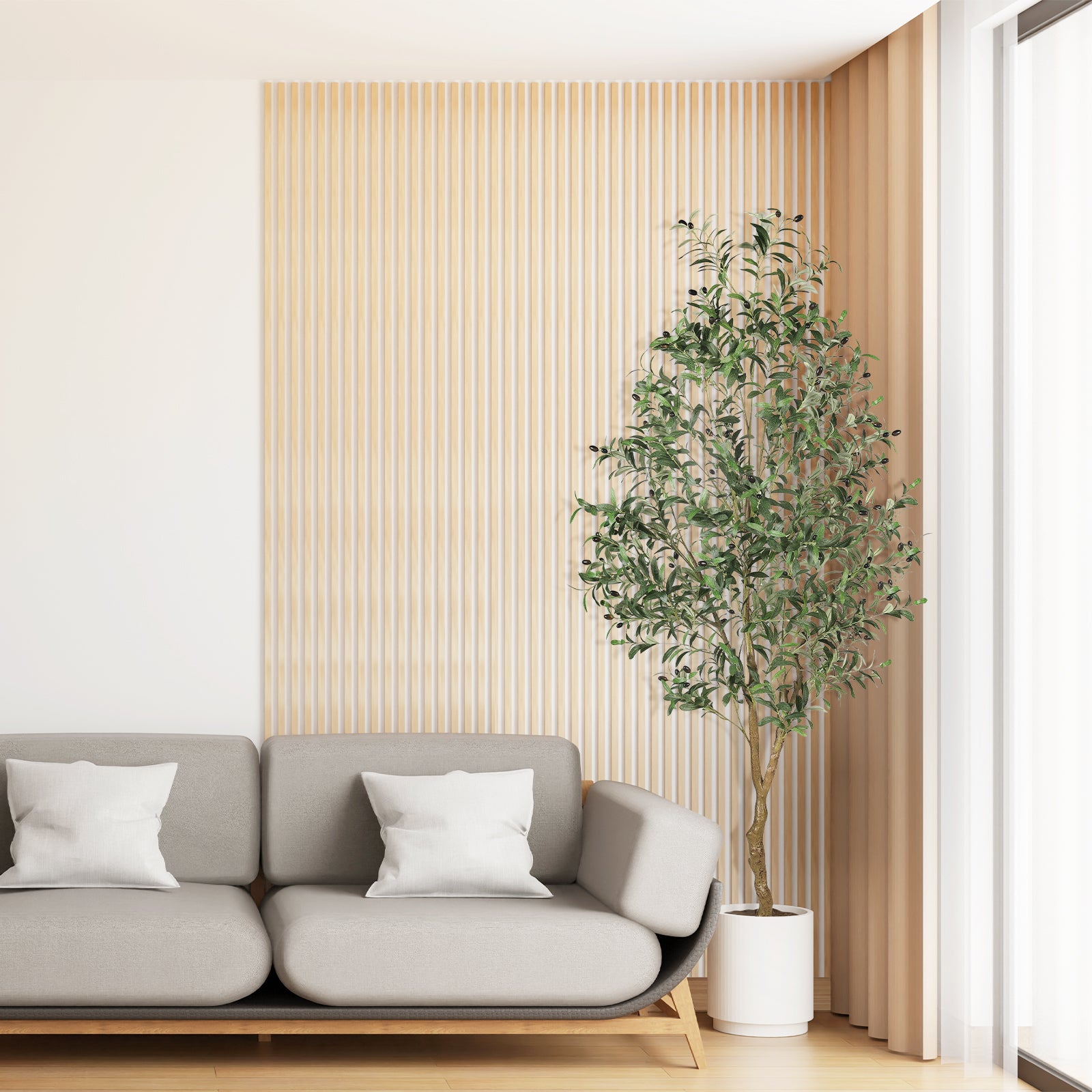 7’ Artificial Olive Tree with Trunk