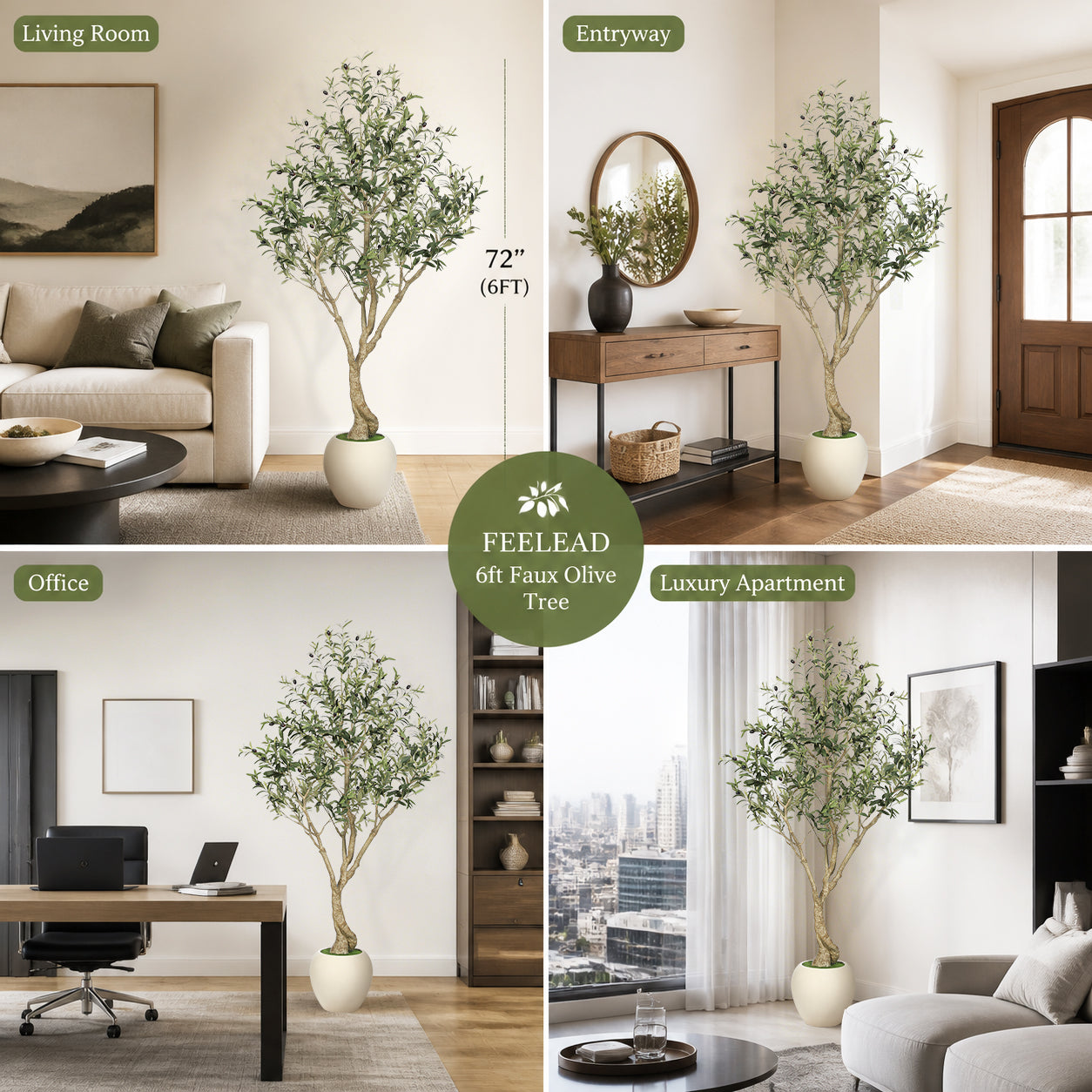 6' Artificial Olive Tree with Large Pots