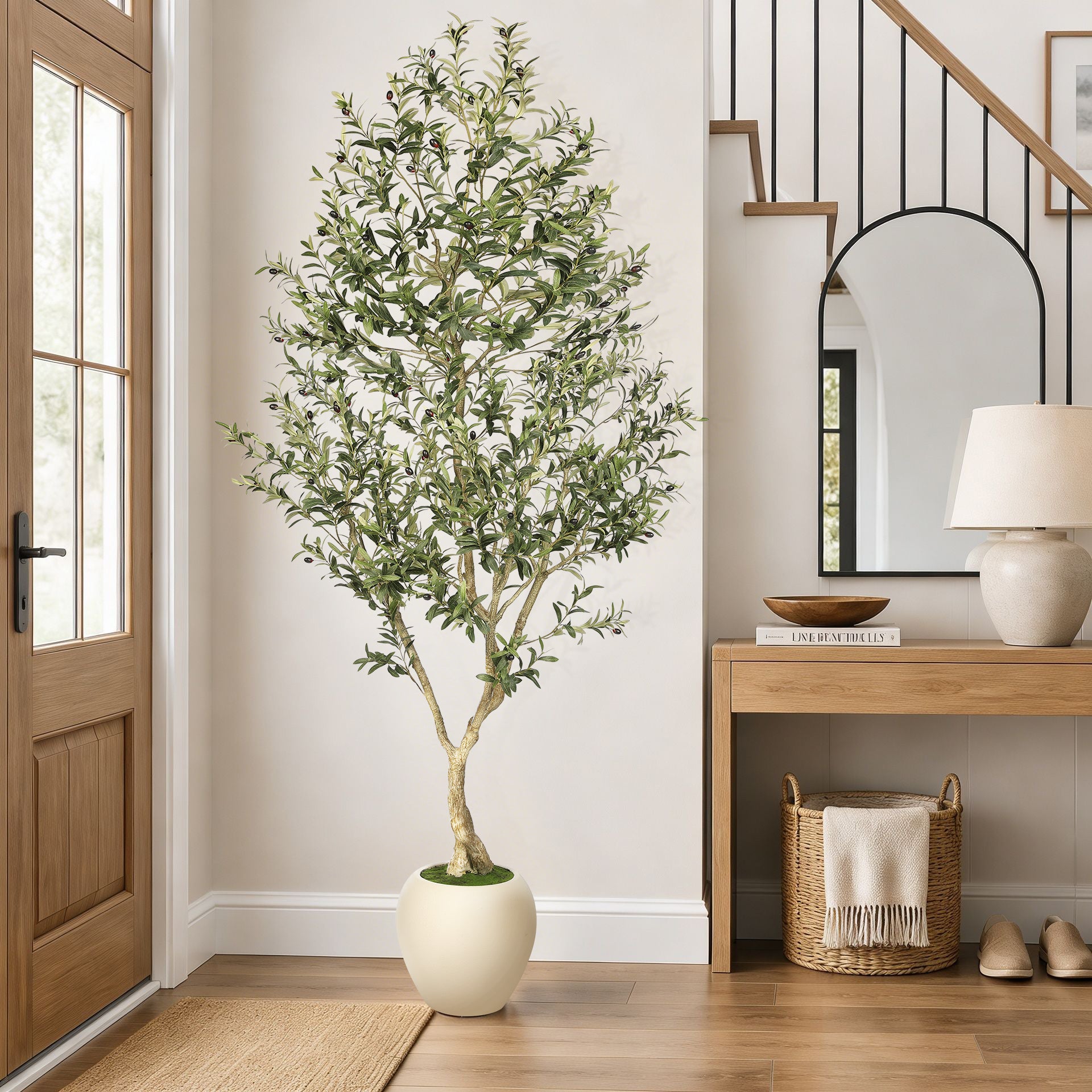 8' Artificial Olive Tree with Large Pots