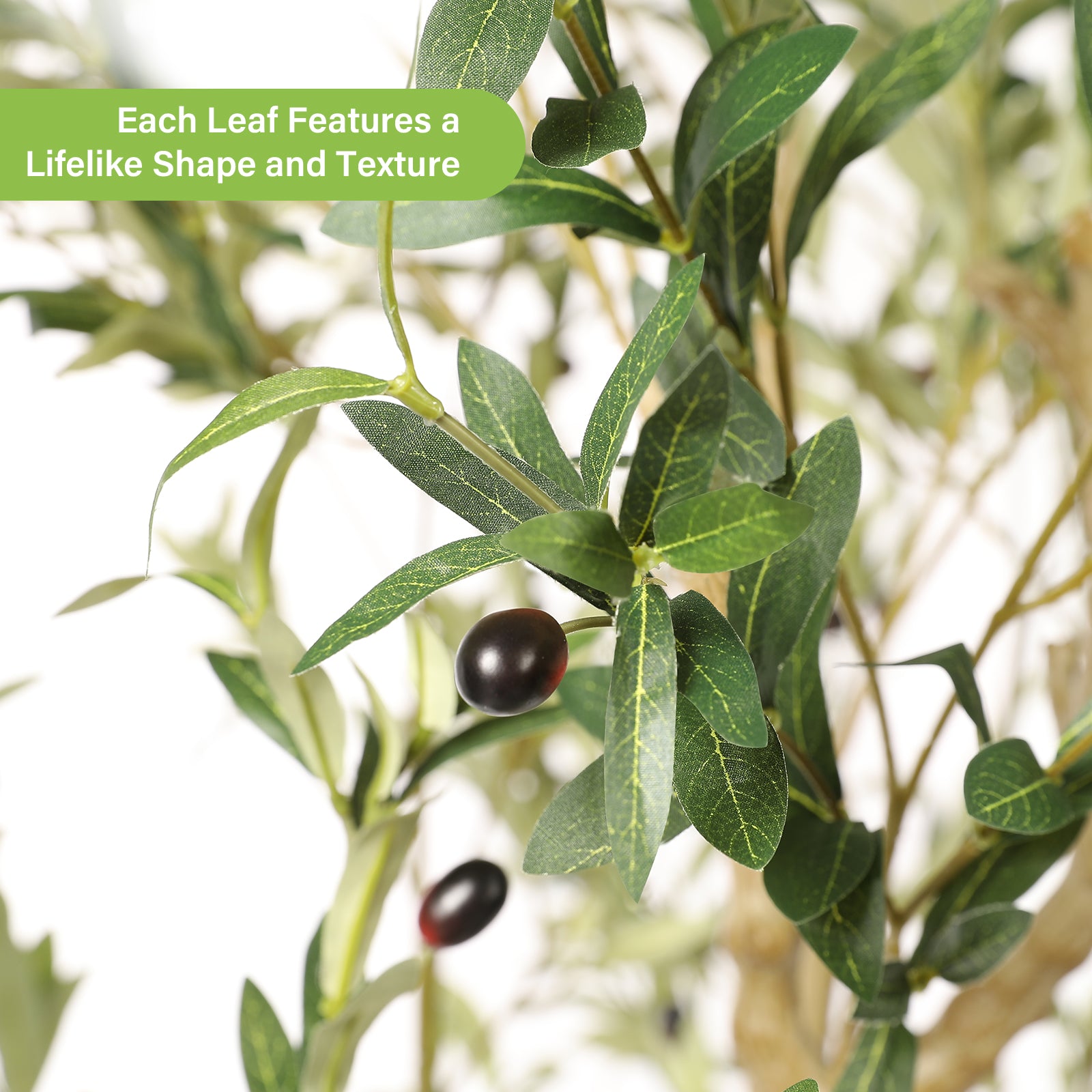 8’ Faux Olive Tree with Trunk