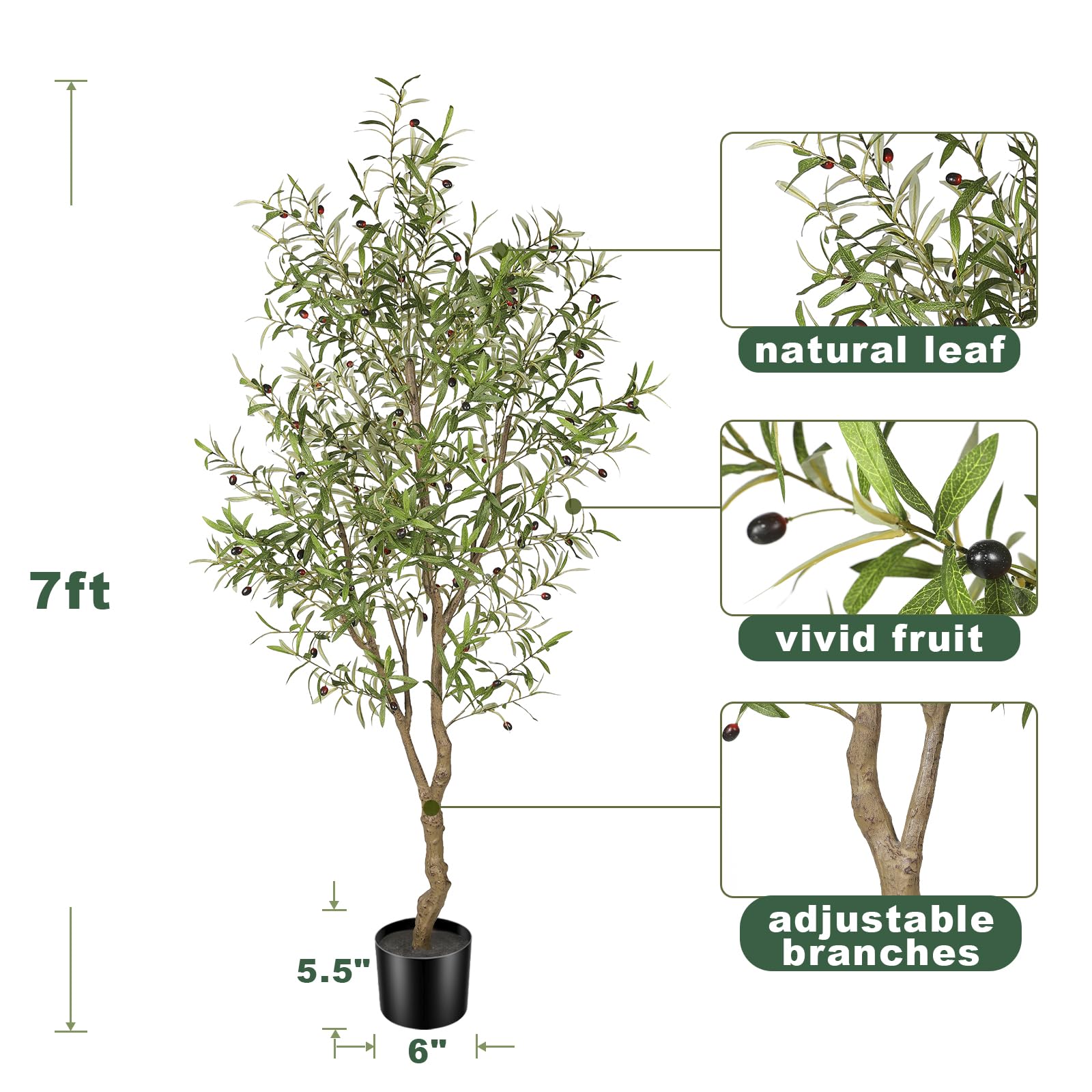 7’ Realistic Leaves Olive Tree